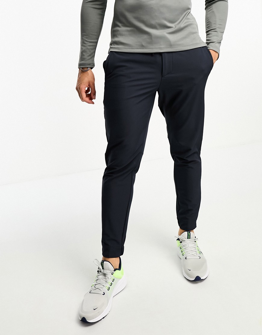 BOSS Green T Flex tapered fit trousers in navy