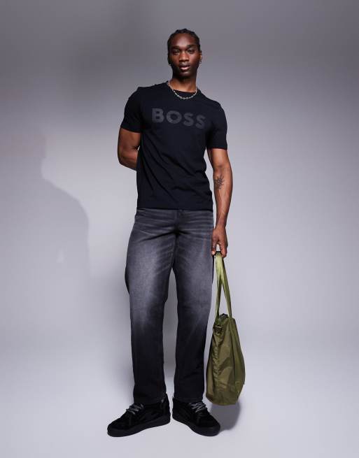 BOSS GREEN コットンジャージー TAPE LOGO Tシャツ BOSS - Cotton-jersey T-shirt with stripes and logo - Light Green