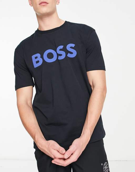 BOSS – Green Tee 1 – Marinblå t-shirt med avslappnad passform och logga , 2 av 4