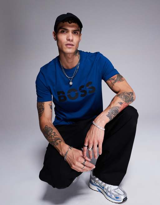 BOSS Green - Tee 1 - T-shirt in blauw