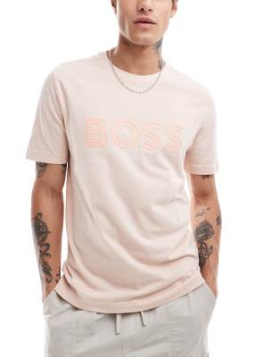 BOSS Green BOSS GREEN tee 1 t-shirt in light orange with tonal logo print