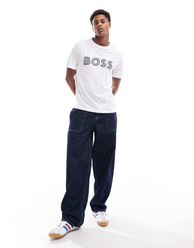 BOSS Green - tee 1 t-shirt in white with black logo print