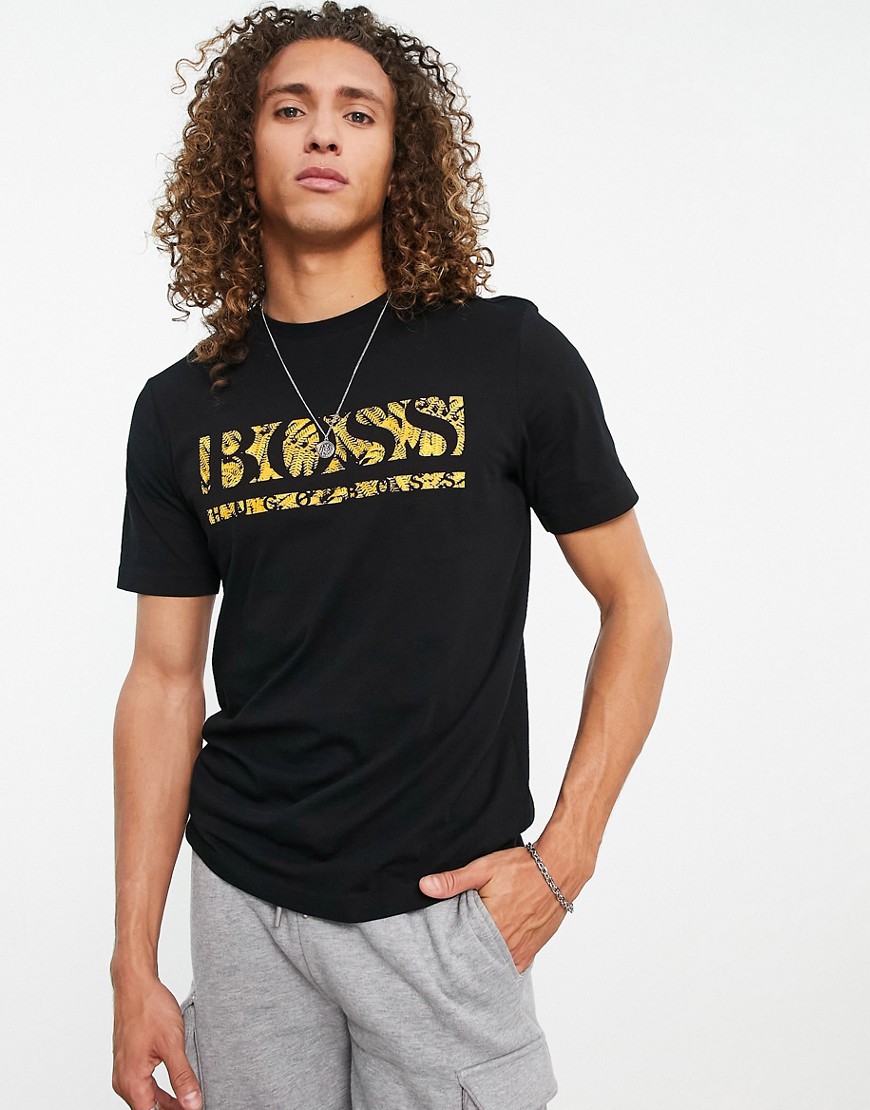 BOSS Athleisure BOSS Green Tee 1 T-shirt with large logo in black