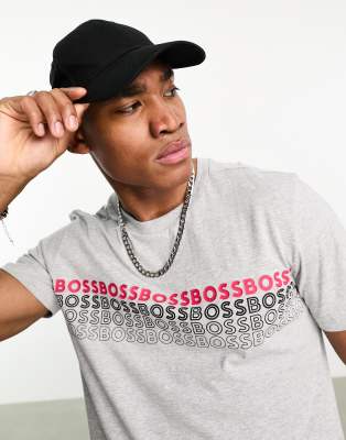 BOSS Athleisure BOSS Green Tee 2 logo T-shirt in gray