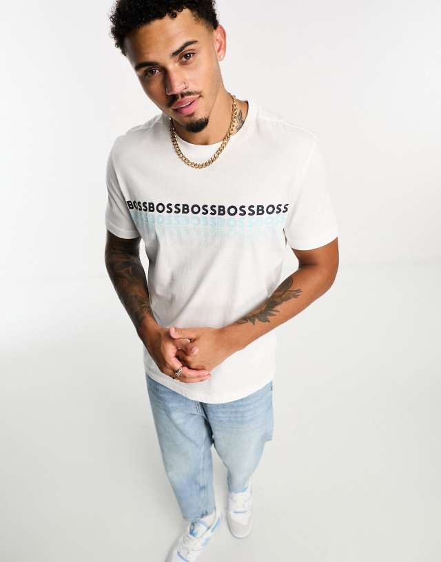 BOSS Green - tee 2 logo t-shirt in white