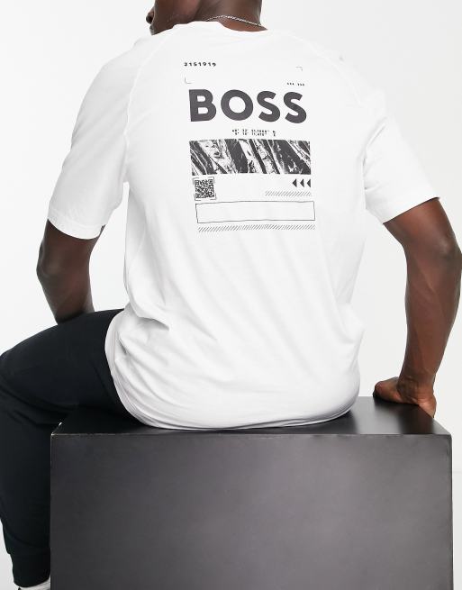 BOSS - Green - Tee 2 - Ruimvallend T-shirt met print op de rug in wit 