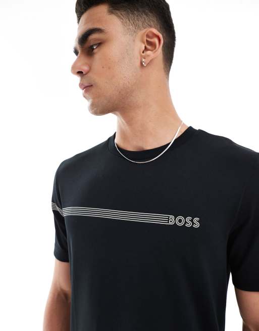 BOSS GREEN - Tee 5 - Sort T-shirt med logoprint