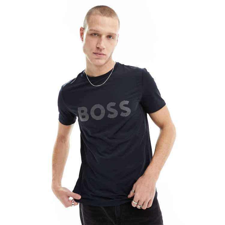 BOSS Green tee active slim fit t-shirt in navy | ASOS