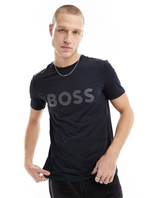 BOSS Green Tee active slim fit t-shirt in navy