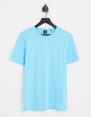 BOSS Green Tee Curved t-shirt in blue - ASOS Price Checker