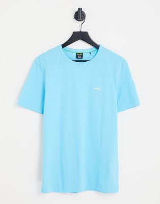 BOSS Green Tee Curved t-shirt in blue - ASOS Price Checker