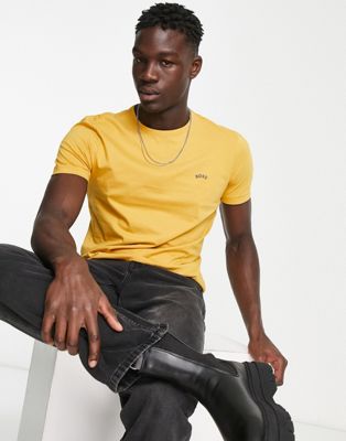 BOSS Green Tee Curved t-shirt in gold  - ASOS Price Checker