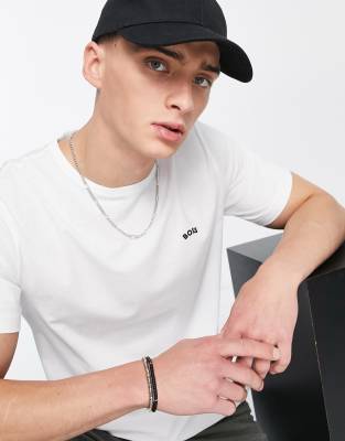 BOSS Green Tee Curved t-shirt in white   - ASOS Price Checker