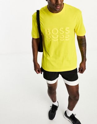 BOSS Green Tee 3 t-shirt in yellow - ASOS Price Checker