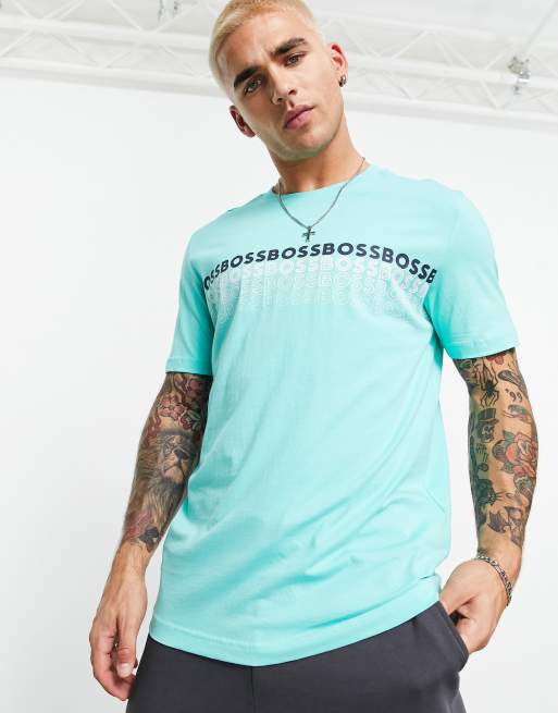 BOSS - Green Tee - T-shirt avec 2 logos - Vert d'eau
