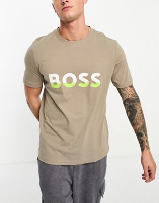 BOSS Green Tee1 t-shirt in grey - ASOS Price Checker