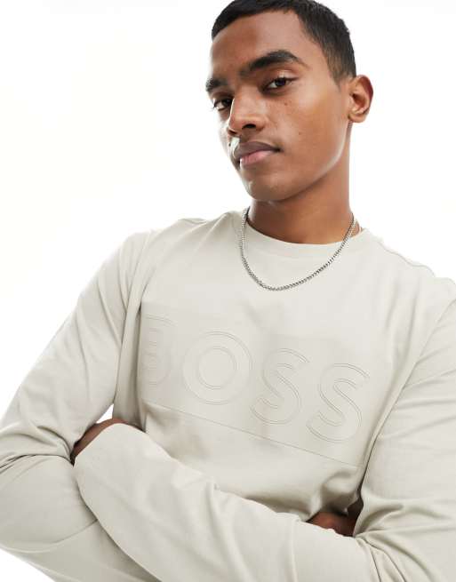 BOSS Green - Togn - T-shirt met lange mouwen in grijs