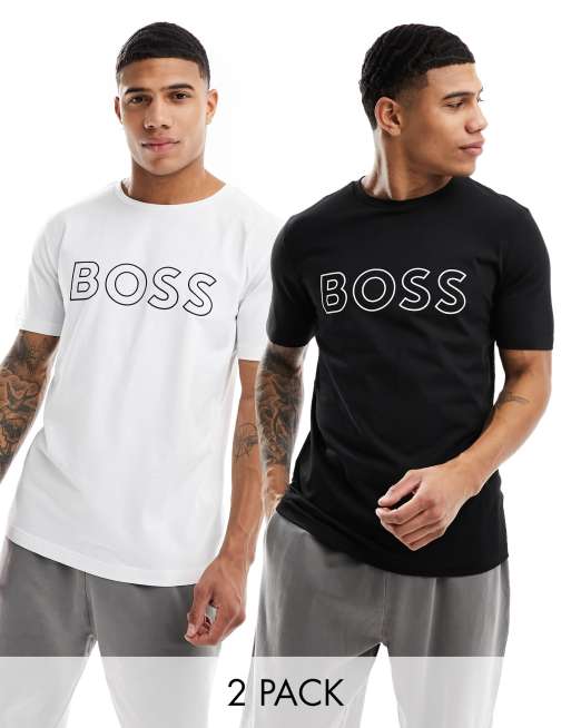 BOSS Green – Zestaw 2 T-shirtów w kolorze białym i czarnym 