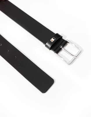 BOSS - Gürtel in Schwarz mit Flaggenlogo Schwarz 85