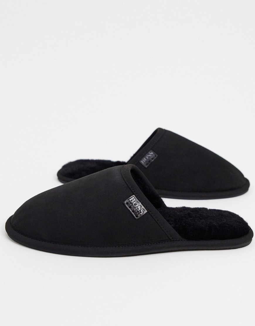 BOSS home suede slippers-Black