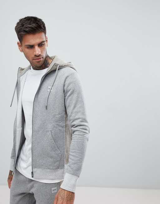 BOSS Casual - Survêtement effet coupé-cousu à bord brut - Gris, 2 de 4