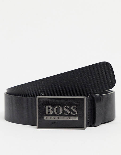 BOSS – Icon – Gürtel mit großem Logo in Schwarz | ASOS