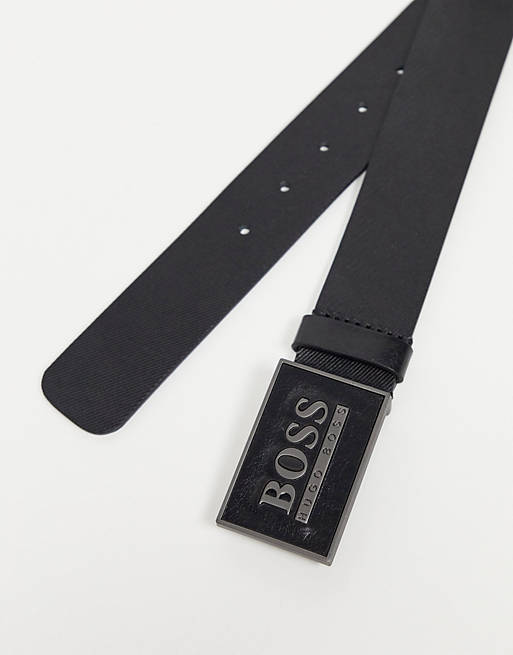 BOSS – Icon – Gürtel mit großem Logo in Schwarz | ASOS