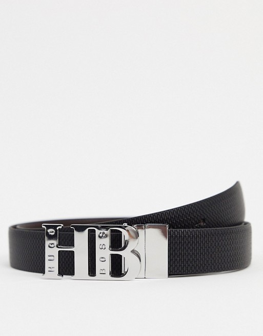 BOSS Icon HB textured leather belt