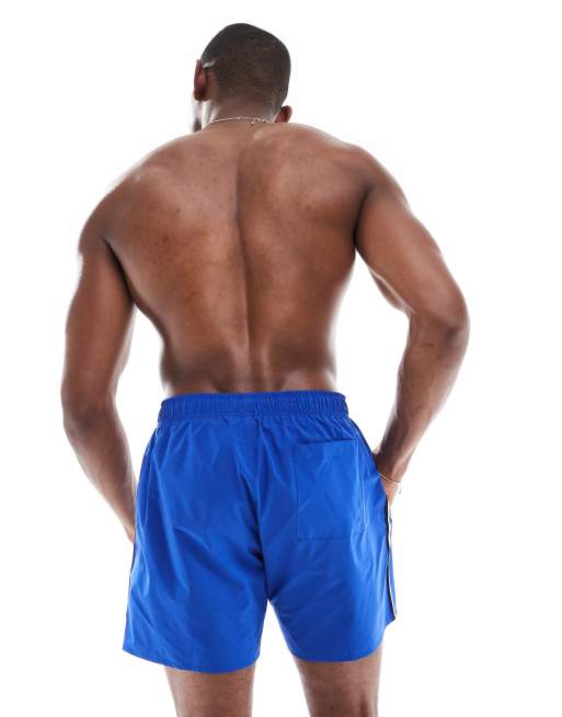 BOSS - Iconic - Blå badeshorts med striber i siden, 4 af 4
