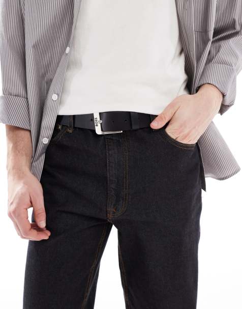 BOSS - Jemio - Ceinture en cuir avec boucle à logo - Noir - view 1