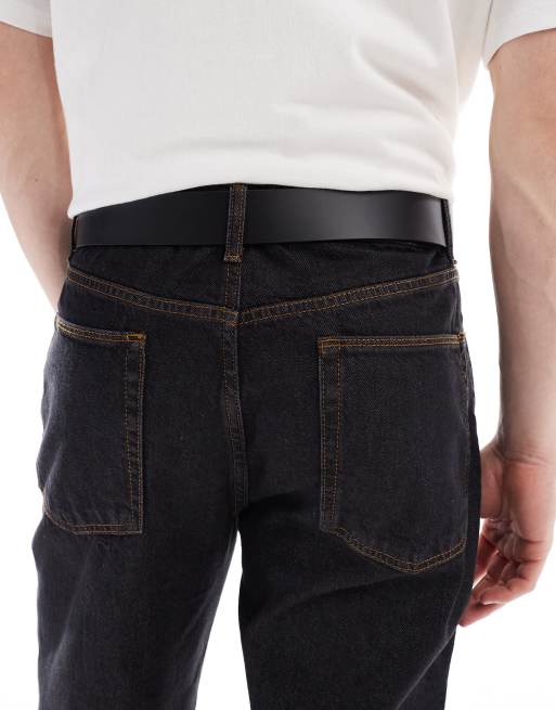 BOSS - Jemio - Cintura in pelle nera con fibbia con logo, 2 di 3