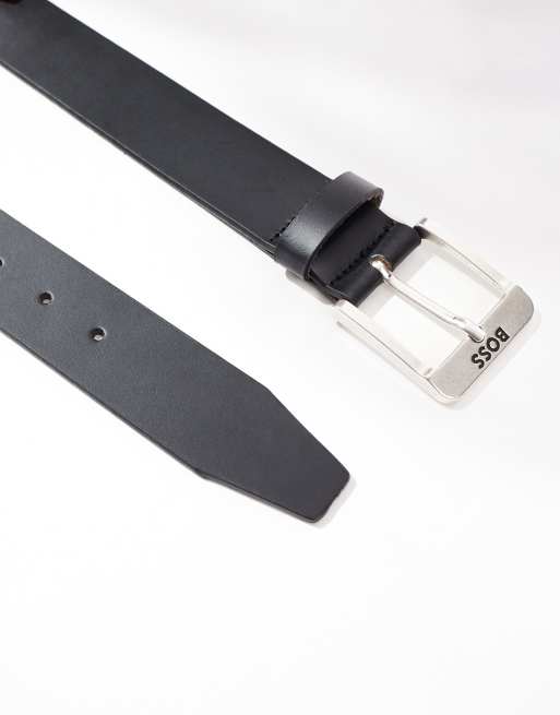 BOSS - Jemio - Cintura in pelle nera con fibbia con logo, 3 di 3