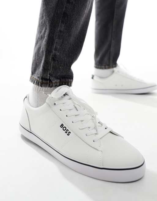 BOSS Jodie leather court sneakers in white