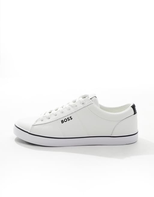 Boss white store trainers sale