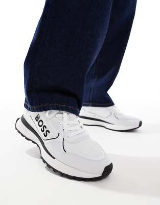 BOSS by Hugo Boss BOSS jonah runner trainers in white and black