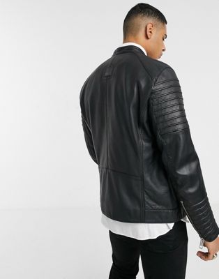 boss leather biker jacket