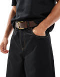 BOSS Joris belt in dark brown leather