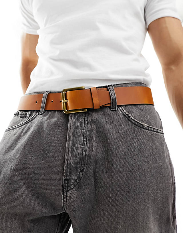 BOSS Orange - BOSS Joris leather belt in brown