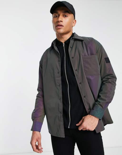 BOSS – Leighten – Grå, vadderad overshirt