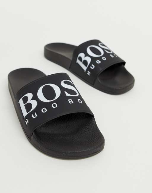 BOSS logo sliders in black