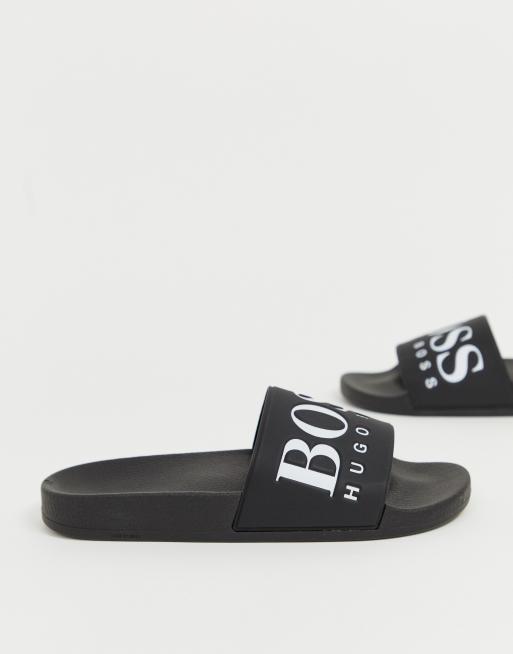 BOSS logo sliders in black