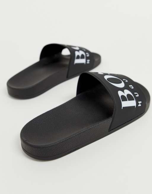 BOSS logo sliders in black