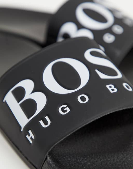 BOSS logo sliders in black