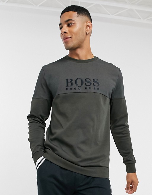 Boss logo sweatshirt in khaki