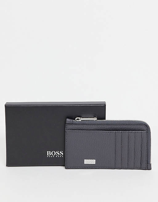 BOSS logo zip wallet in grey