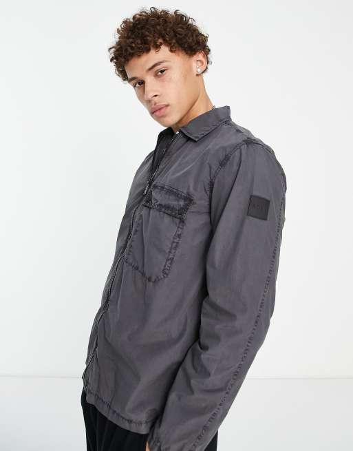 dogtooth jacquard zip through overshirt