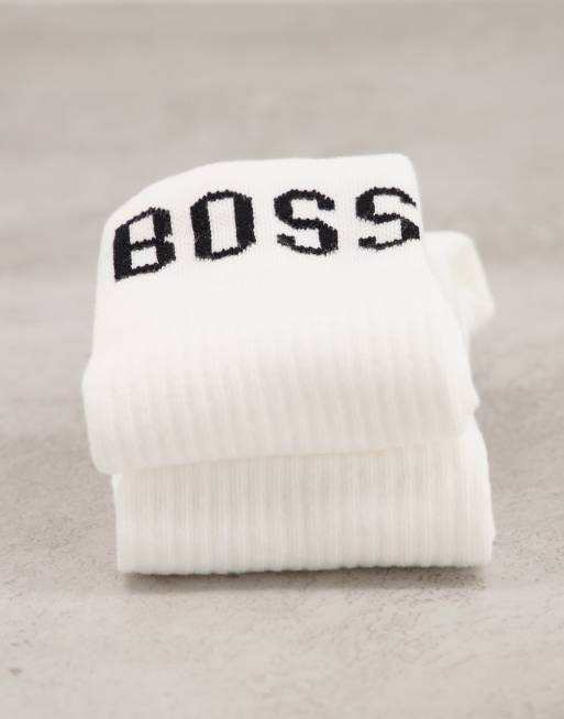 BOSS - Lot de 2 paires de chaussettes de sport à logo - Blanc, 2 de 4