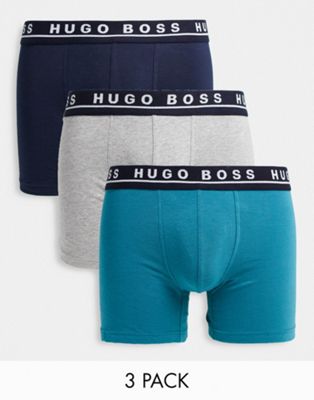 Sous-vêtements et chaussettes BOSS - Lot de 3 boxers - Gris/bleu marine/bleu sarcelle