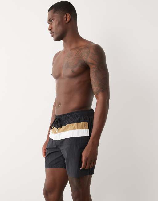 BOSS – Louis – Gestreifte Badeshorts in Schwarz, 3 von 5