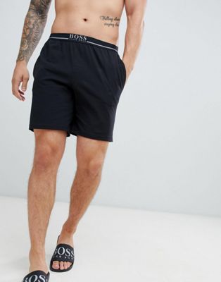 BOSS lounge shorts with contrast waistband-Black